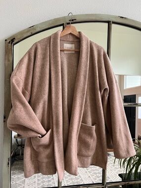 EUC Lucky Brand Relaxed Coatigan - Camel Open-Front Cozy Cardigan Sweater